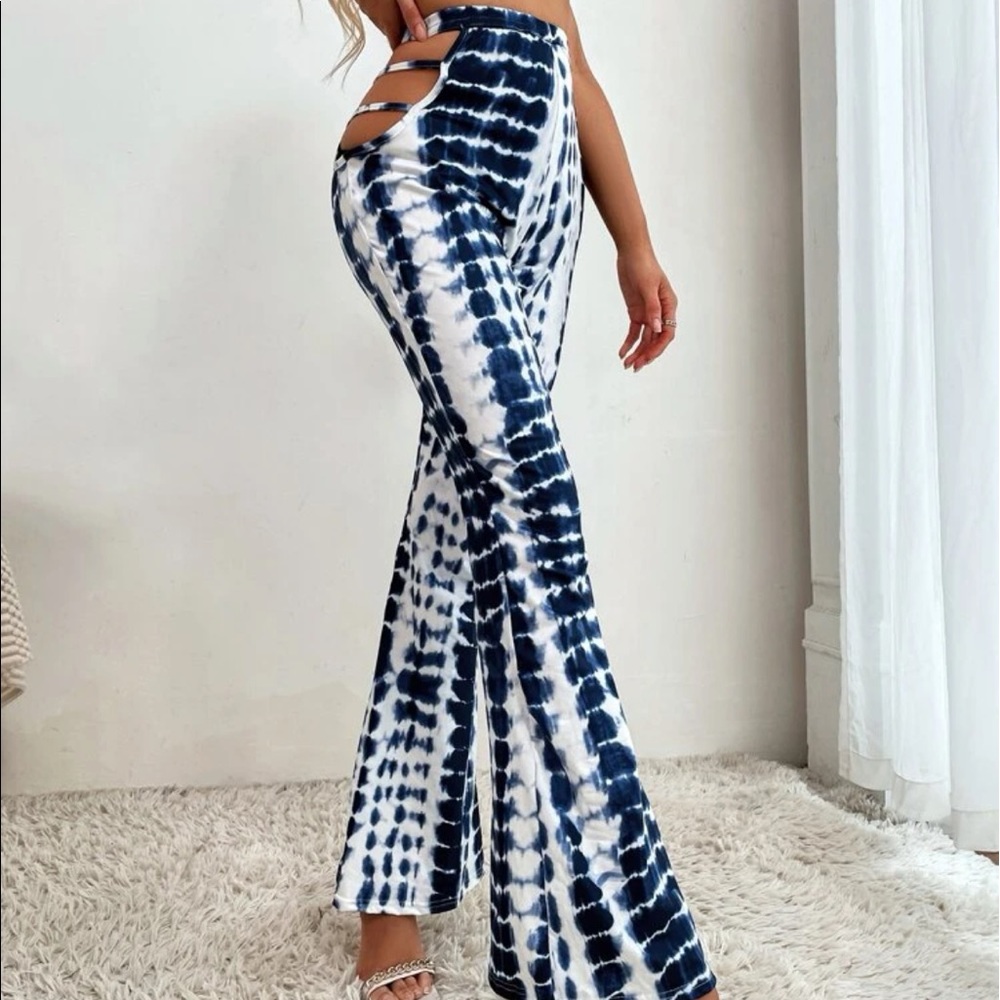 Shein Tie Dye Cutout Flare Pants
